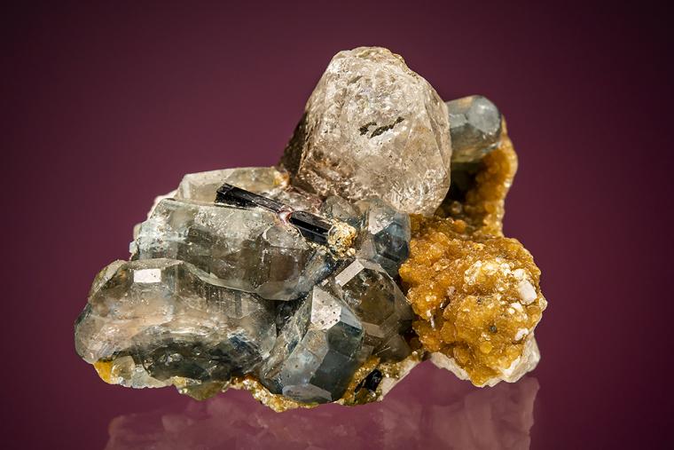 FLUORAPATITE with Tourmaline, QUARTZ and COOKEITE (repaired)